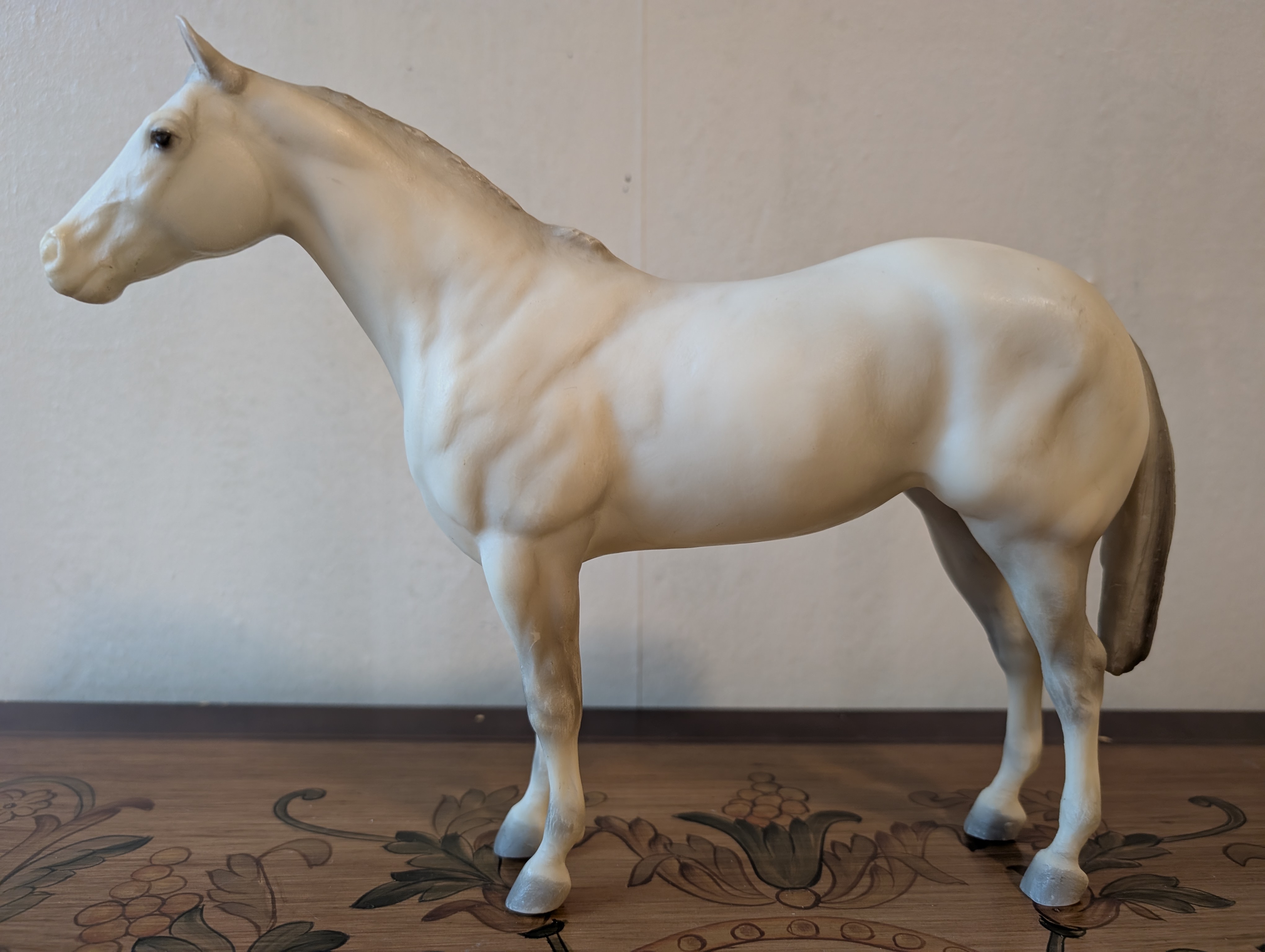 Watchful Mare and Foal With Standing Stock Horse Foal